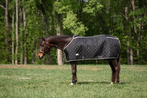 Show full view: TuffRider Shelter Closed Front Medium Weight Horse Stable Blanket, Black/Grey, 70-in slide 2 of 5