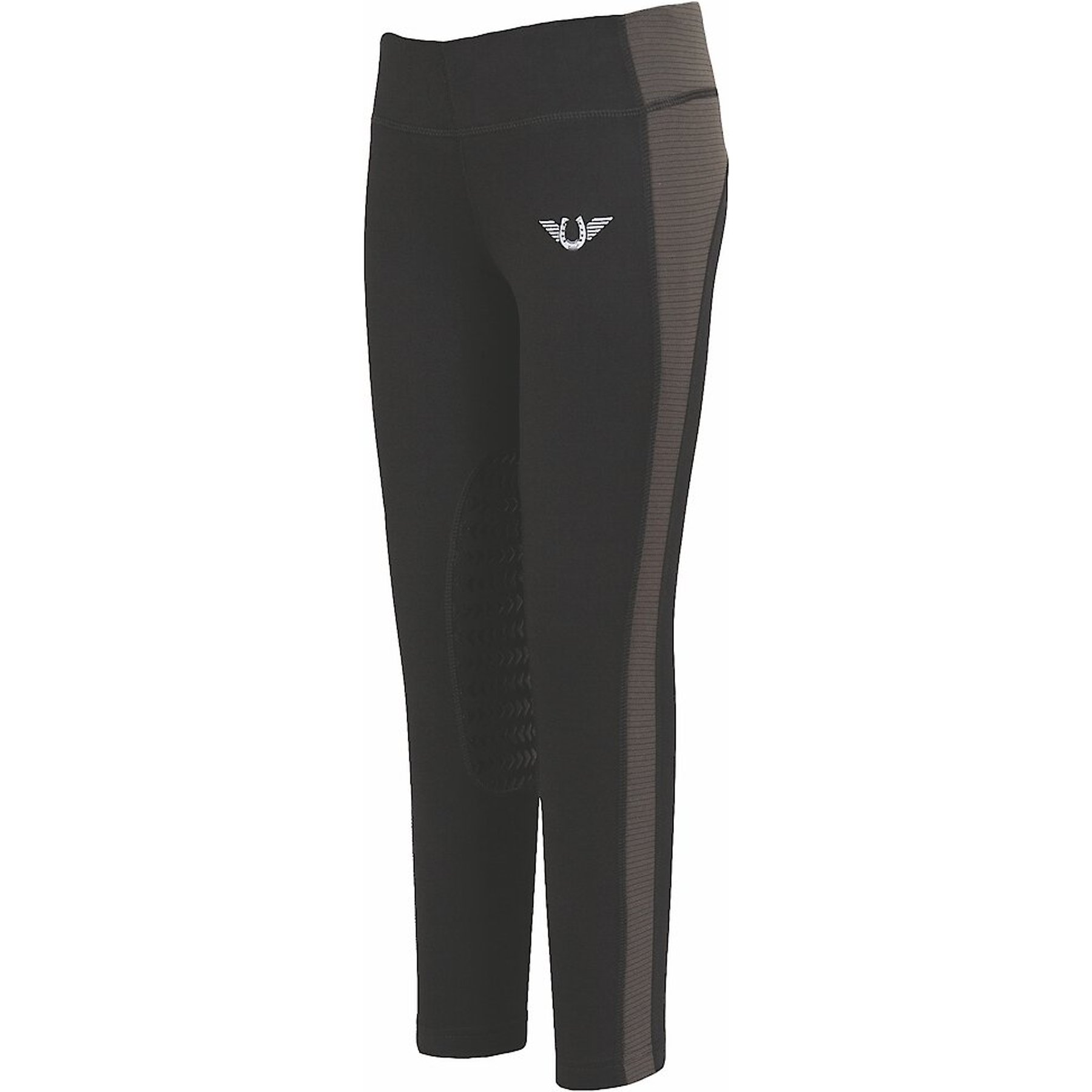 TuffRider Ventilated Schooling Children's Riding Tights, Black & Charcoal, Large