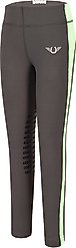 TuffRider Ventilated Schooling Children's Riding Tights, Charcoal & Neon Green, X-Small