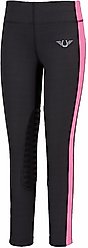 TuffRider Ventilated Schooling Children's Riding Tights, Charcoal & Neon Pink, Small