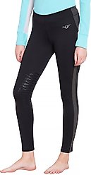 TuffRider Ventilated Schooling Ladies Tights, Black & Charcoal, X-Large