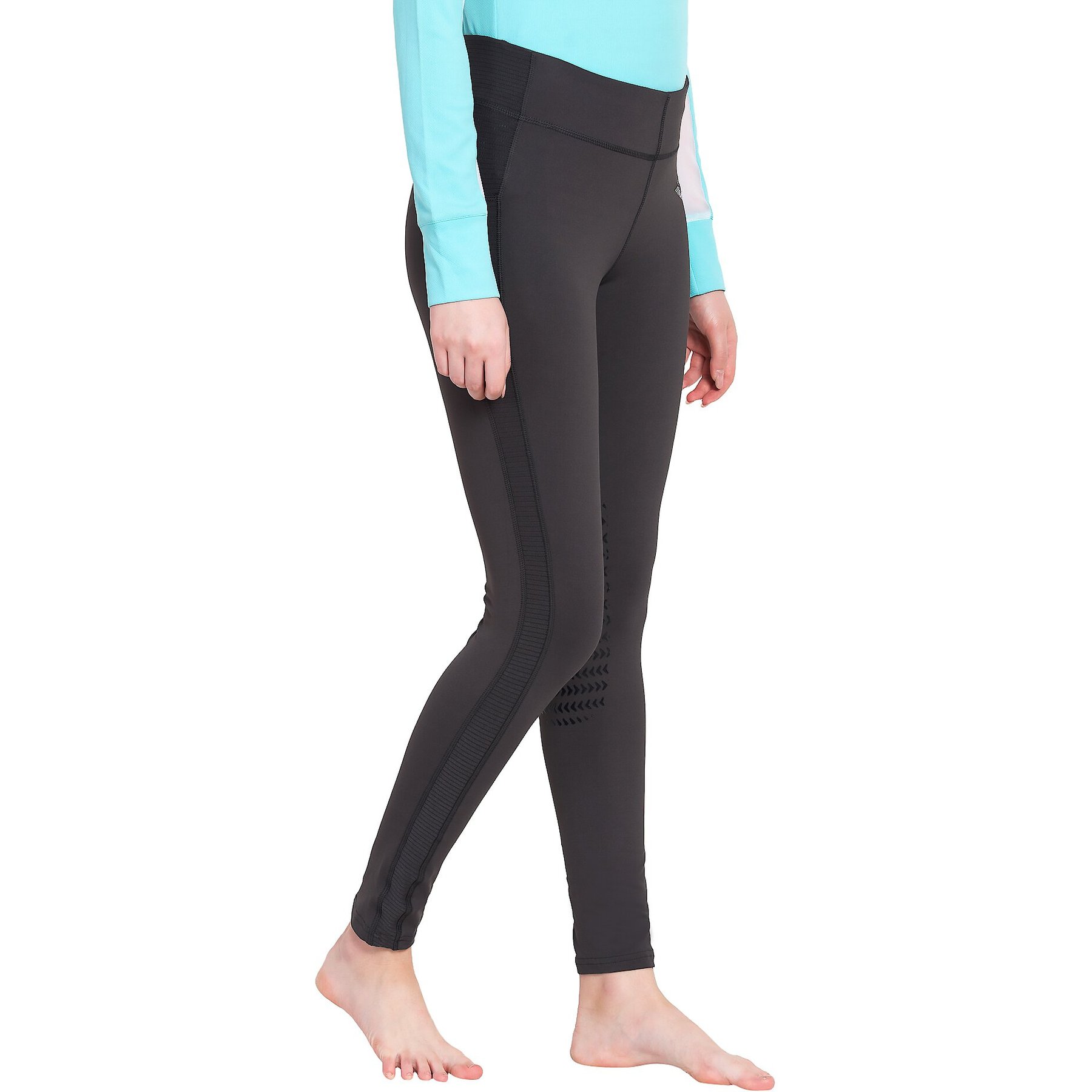 TuffRider Ventilated Schooling Ladies Tights, Charcoal, X-Small