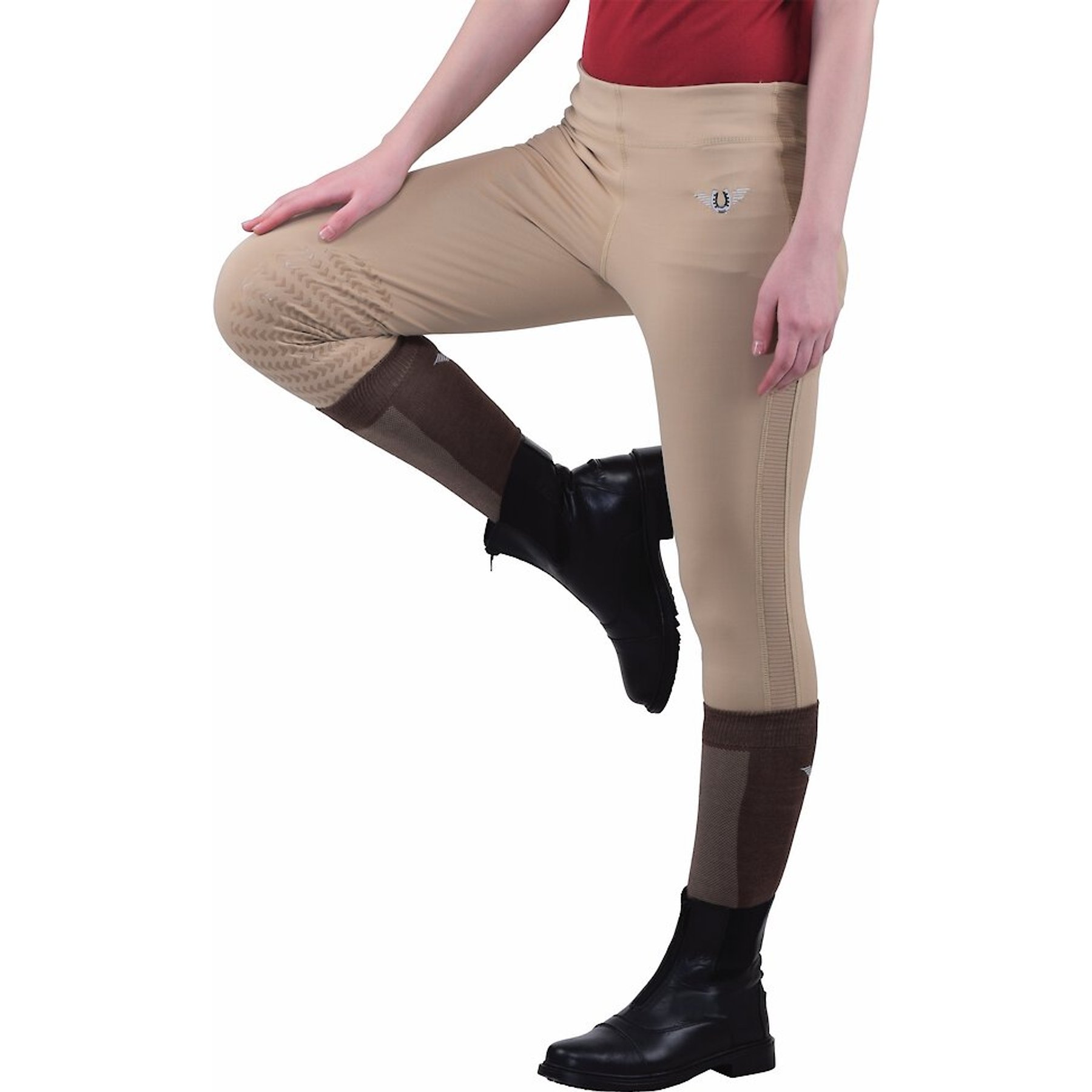 TuffRider Ventilated Schooling Ladies Tights, Safari, X-Large