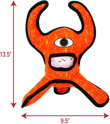 Show full view: Tuffy's Alien Lieutenant Splock Squeaky Plush Dog Toy, Red slide 2 of 11