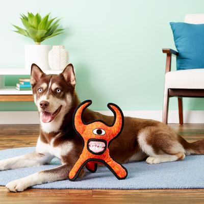 Show full view: Tuffy's Alien Lieutenant Splock Squeaky Plush Dog Toy, Red slide 4 of 11