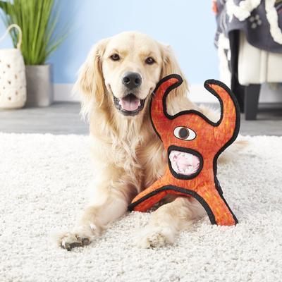 Show full view: Tuffy's Alien Lieutenant Splock Squeaky Plush Dog Toy, Red slide 5 of 11