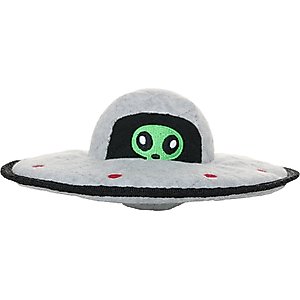 Tuffy's Alien UFO Squeaky Plush Dog Toy, Grey