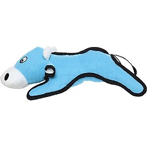 Tuffy's Barnyard Cow Squeaky Plush Dog Toy, Blue