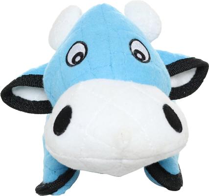 Show full view: Tuffy's Barnyard Cow Squeaky Plush Dog Toy, Blue slide 3 of 4