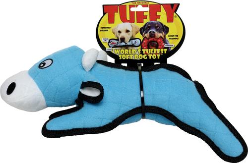 Show full view: Tuffy's Barnyard Cow Squeaky Plush Dog Toy, Blue slide 4 of 4