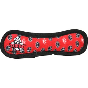 Tuffy's Bone Squeaky Plush Dog Toy, Red, Medium