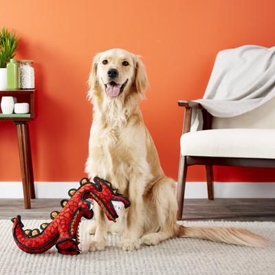 Show full view: Tuffy's Destructosaurus Dino Squeaky Plush Dog Toy, Junior slide 4 of 10