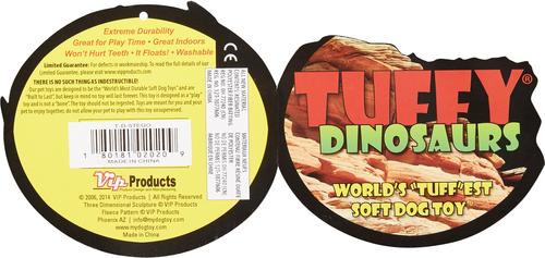 Show full view: Tuffy's Dinosaur Stegosaurus Squeaky Plush Dog Toy slide 7 of 12