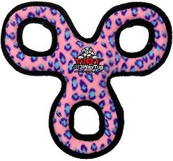 Tuffy's Jr 3WayTug Squeaky Plush Dog Toy, Pink Leopard