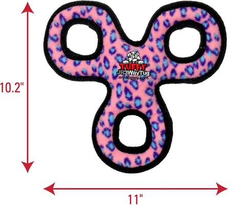 Show full view: Tuffy's Jr 3WayTug Squeaky Plush Dog Toy, Pink Leopard slide 2 of 8