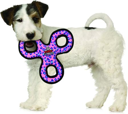 Show full view: Tuffy's Jr 3WayTug Squeaky Plush Dog Toy, Pink Leopard slide 3 of 8
