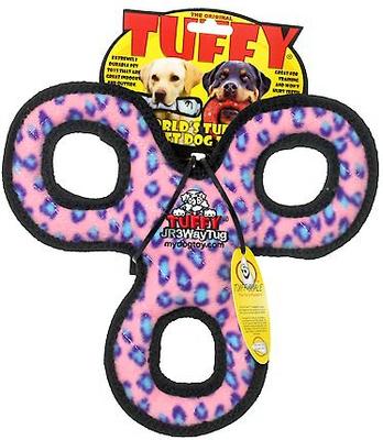 Show full view: Tuffy's Jr 3WayTug Squeaky Plush Dog Toy, Pink Leopard slide 6 of 8