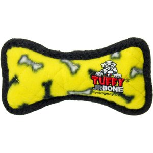 Tuffy's Jr Bone Squeaky Plush Dog Toy, Yellow