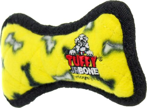 Show full view: Tuffy's Jr Bone Squeaky Plush Dog Toy, Yellow slide 2 of 5