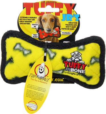 Show full view: Tuffy's Jr Bone Squeaky Plush Dog Toy, Yellow slide 4 of 5