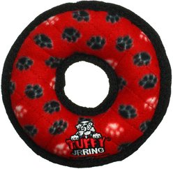 Tuffy's Jr Bone, Yellow & Jr Ring, Red Plush Dog Toys, 2 count slide 2 of 8