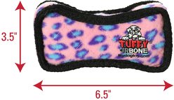 Tuffy's Jr Bone2 Squeaky Plush Dog Toy, Pink Leopard slide 2 of 6
