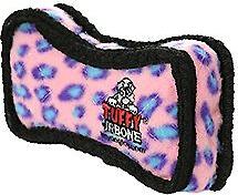 Show full view: Tuffy's Jr Bone2 Squeaky Plush Dog Toy, Pink Leopard slide 5 of 7