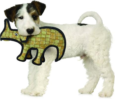Show full view: Tuffy's Jr Dinosaur Moosasaurus Plush Dog Toy, Brown slide 3 of 8