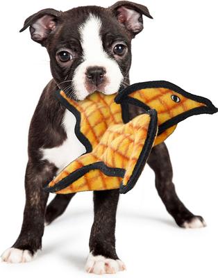 Show full view: Tuffy's Jr Dinosaur Pterodactyl Squeaky Plush Dog Toy, Orange slide 3 of 8