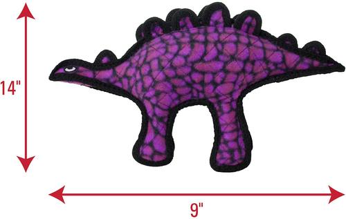 Show full view: Tuffy's Jr Dinosaur Stegosaurus Plush Dog Toy, Purple slide 2 of 8