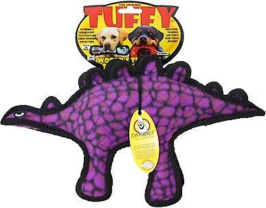 Show full view: Tuffy's Jr Dinosaur Stegosaurus Plush Dog Toy, Purple slide 6 of 8