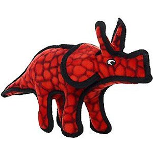 Tuffy's Jr Dinosaur Triceratops Plush Dog Toy, Red