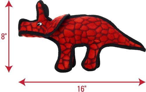 Show full view: Tuffy's Jr Dinosaur Triceratops Plush Dog Toy, Red slide 2 of 8