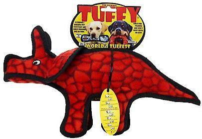 Show full view: Tuffy's Jr Dinosaur Triceratops Plush Dog Toy, Red slide 6 of 8