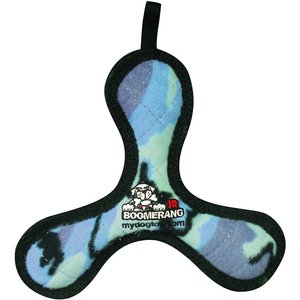 Tuffy's Junior Bowmerang Squeaky Plush Dog Toy, Camo Blue