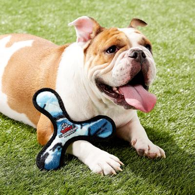 Show full view: Tuffy's Junior Bowmerang Squeaky Plush Dog Toy, Camo Blue slide 5 of 8