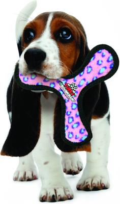 Show full view: Tuffy's Junior Bowmerang Squeaky Plush Dog Toy, Pink Leopard slide 4 of 9