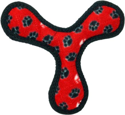 Show full view: Tuffy's Junior Bowmerang Squeaky Plush Dog Toy, Red Paws slide 5 of 10