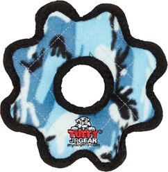 Tuffy's Junior Gear Ring Squeaky Plush Dog Toy, Camo Blue