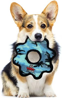 Show full view: Tuffy's Junior Gear Ring Squeaky Plush Dog Toy, Camo Blue slide 3 of 10