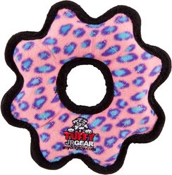 Tuffy's Junior Gear Ring Squeaky Plush Dog Toy, Pink Leopard