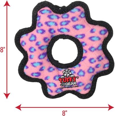Show full view: Tuffy's Junior Gear Ring Squeaky Plush Dog Toy, Pink Leopard slide 2 of 8