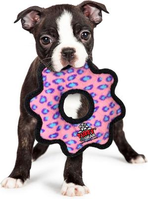 Show full view: Tuffy's Junior Gear Ring Squeaky Plush Dog Toy, Pink Leopard slide 3 of 8