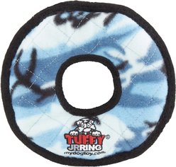 Tuffy's Junior Ring Squeaky Plush Dog Toy, Camo Blue