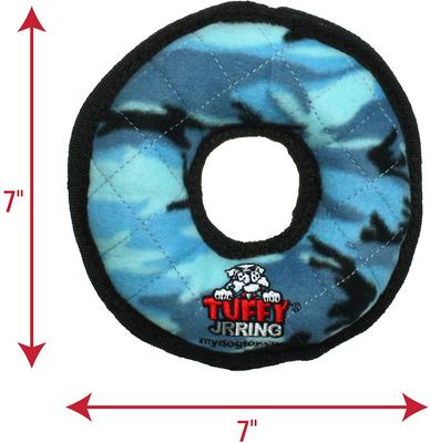 Show full view: Tuffy's Junior Ring Squeaky Plush Dog Toy, Camo Blue slide 2 of 9