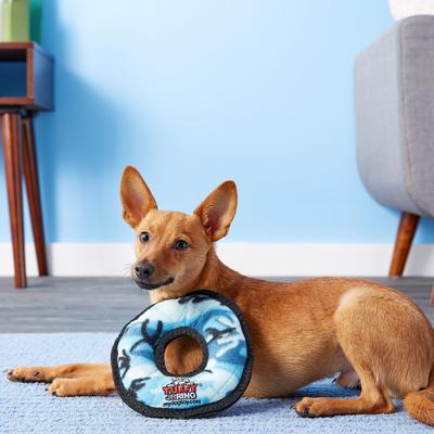 Show full view: Tuffy's Junior Ring Squeaky Plush Dog Toy, Camo Blue slide 4 of 9