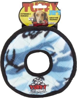 Show full view: Tuffy's Junior Ring Squeaky Plush Dog Toy, Camo Blue slide 7 of 9