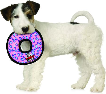 Show full view: Tuffy's Junior Ring Squeaky Plush Dog Toy, Pink Leopard slide 3 of 9