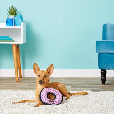 Show full view: Tuffy's Junior Ring Squeaky Plush Dog Toy, Pink Leopard slide 5 of 9