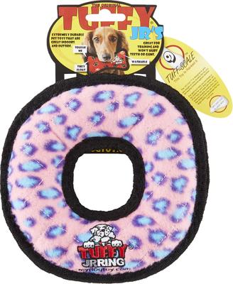 Show full view: Tuffy's Junior Ring Squeaky Plush Dog Toy, Pink Leopard slide 6 of 9